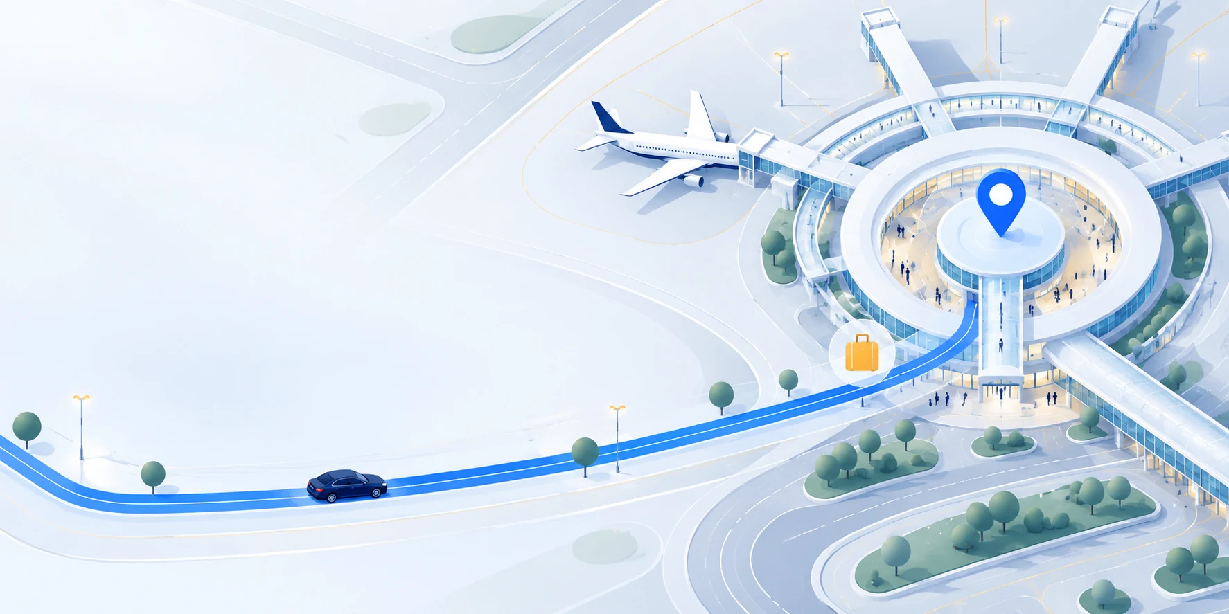 Abstract route arriving at Orlando International Airport